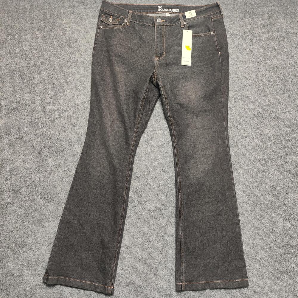 No Boundaries Bootcut Jeans Womens 18 Black Dark Wash Mid Rise Classic Denim